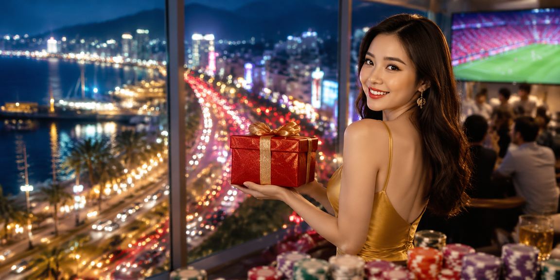 Màn hình slot game neon tại Nha Trang sáng rực về đêm